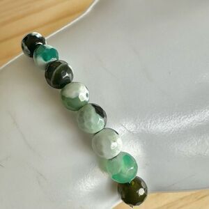 Faceted Green Agate Beaded Adjustable Bracelet